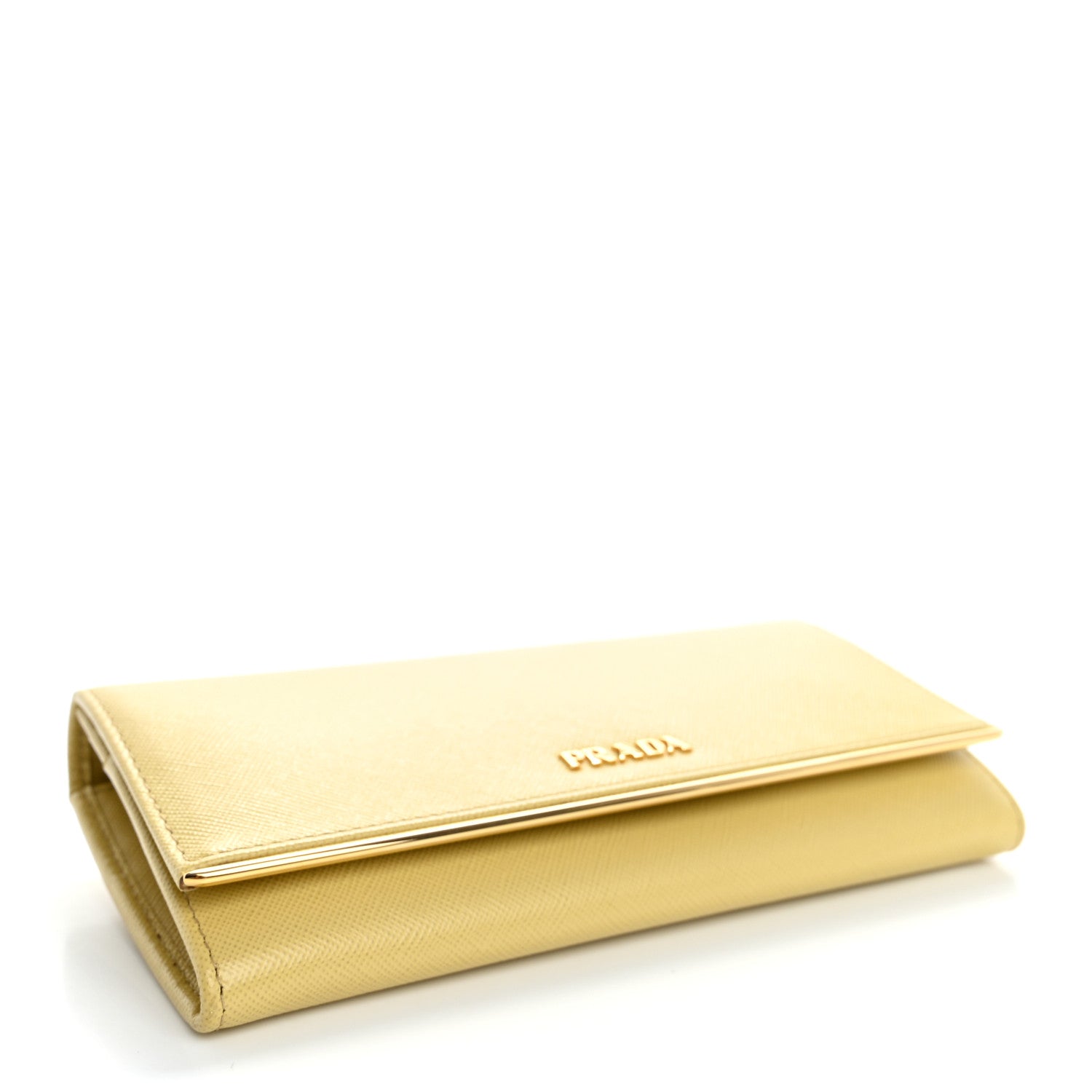 Prada Saffiano Metal Bar Continental Flap Wallet Polline 4 of 10