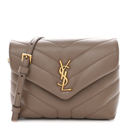 Saint Laurent Calfskin Y Quilted Monogram Toy Loulou Crossbody Bag Taupe 1 of 13