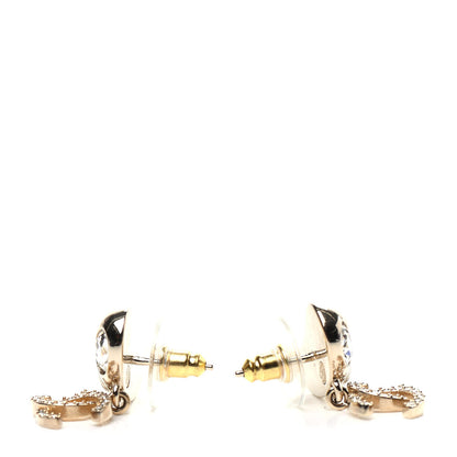 Chanel Crystal Pearl CC Drop Earrings Gold 3 of 5