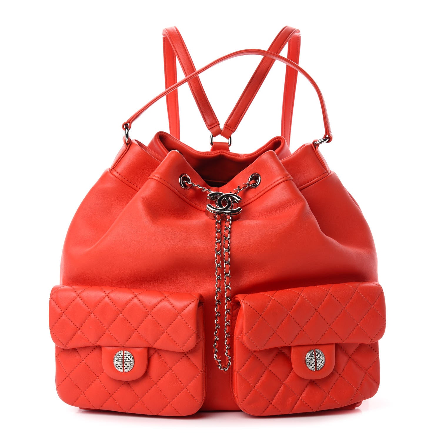 Chanel Lambskin Quilted Backpack Pocket Red 1 of 11