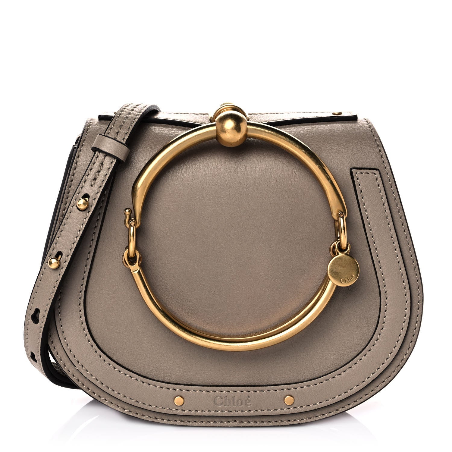 Chloe Calfskin Suede Small Nile Bracelet Bag Motty Grey 1 of 12