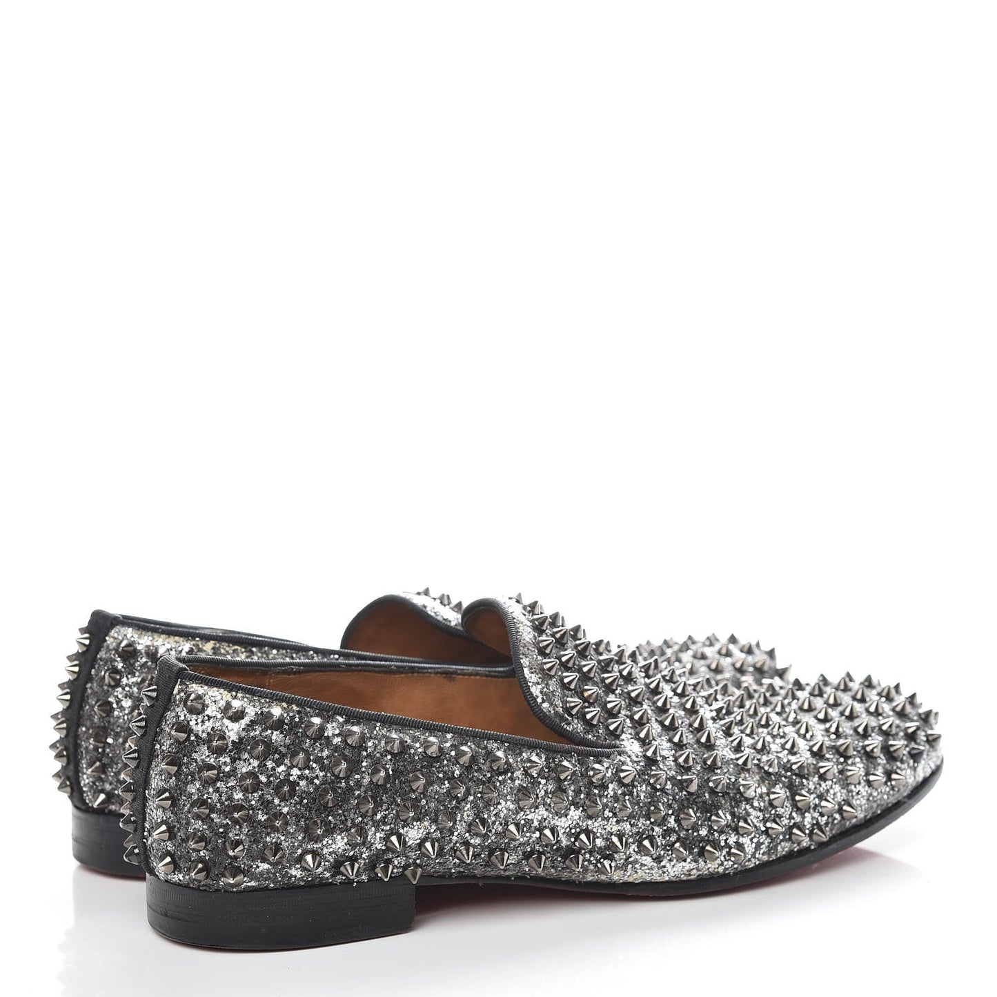 Glitter Mens Rollerboy Spikes Flat Loafers 43 Silver