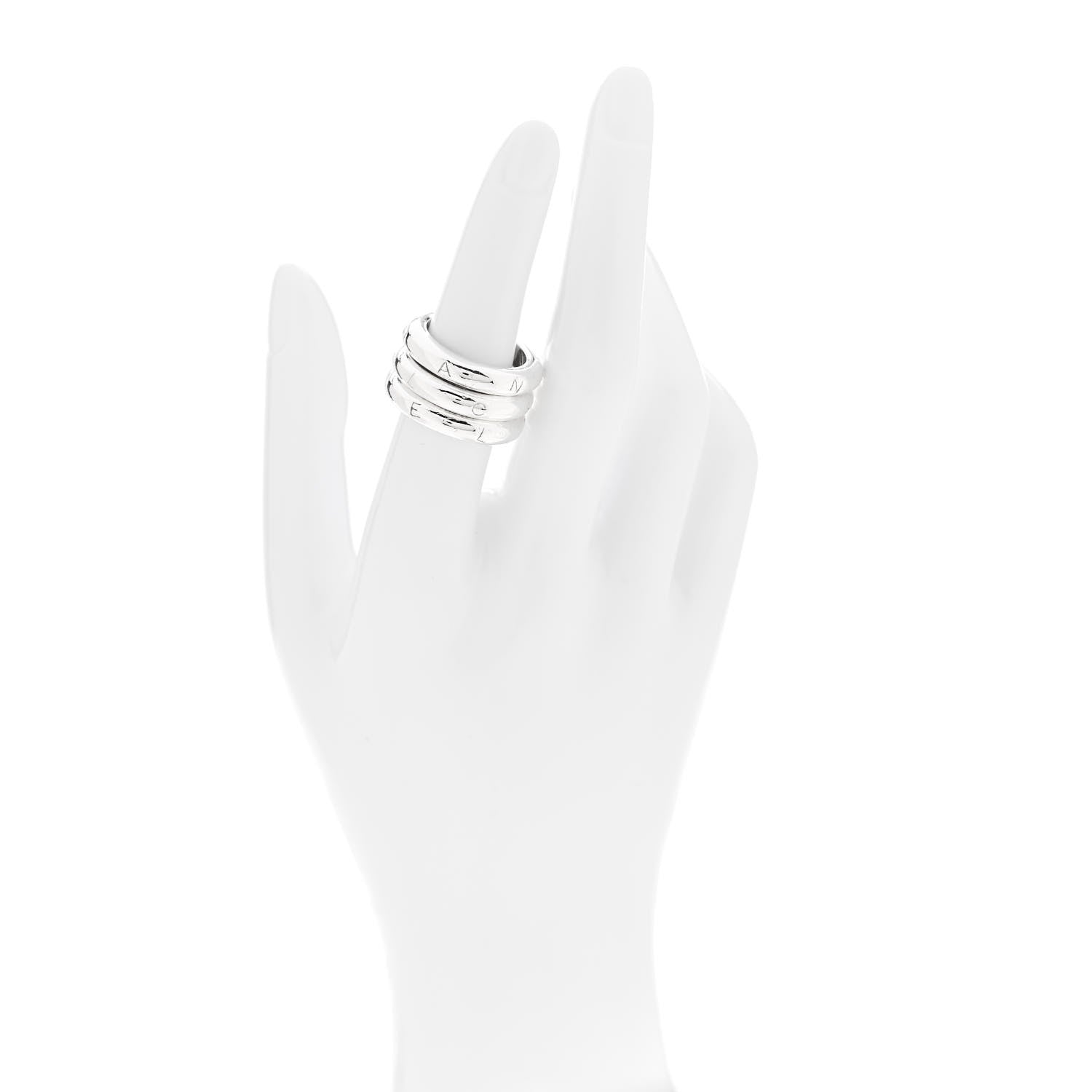 Chanel Sterling Silver Logo Set of 3 Stacking Ring 54 7 2 of 5