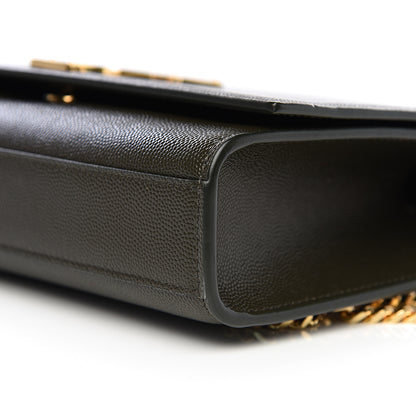 Saint Laurent Grain De Poudre Medium Classic Monogram Kate Satchel Dark Tea 8 of 9