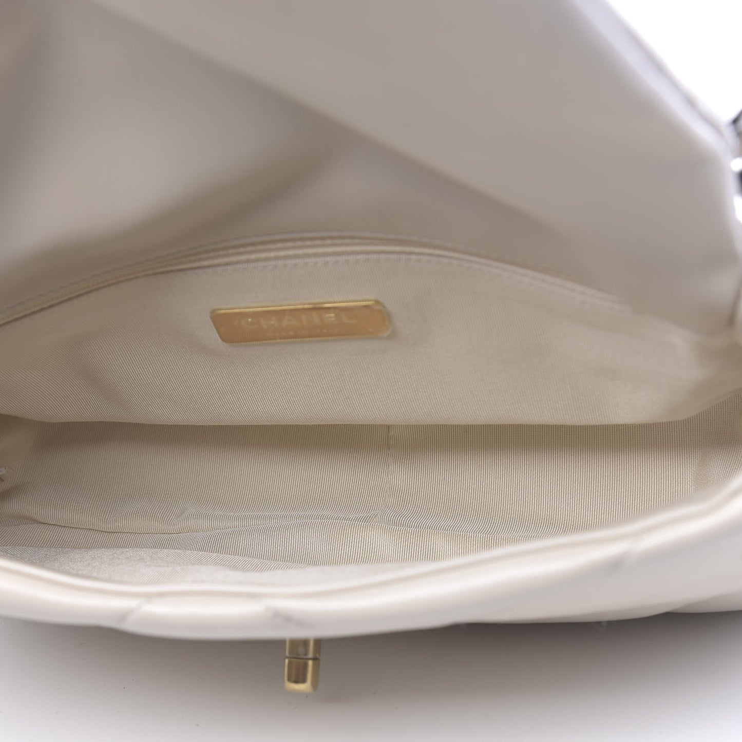 Goatskin Quilted Medium 19 Flap Beige