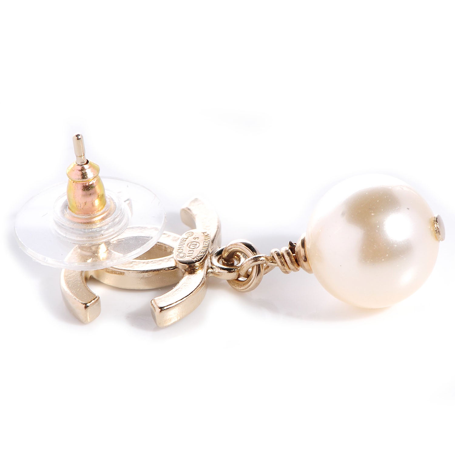 Chanel Pearl CC Dangle Earrings Black 3 of 5