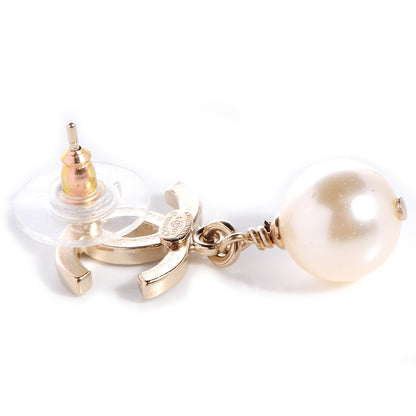 Chanel Pearl CC Dangle Earrings Black 3 of 5