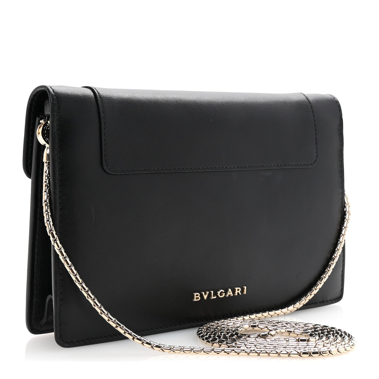 Bulgari Calfskin Serpenti Forever Chain Wallet Black 3 of 10