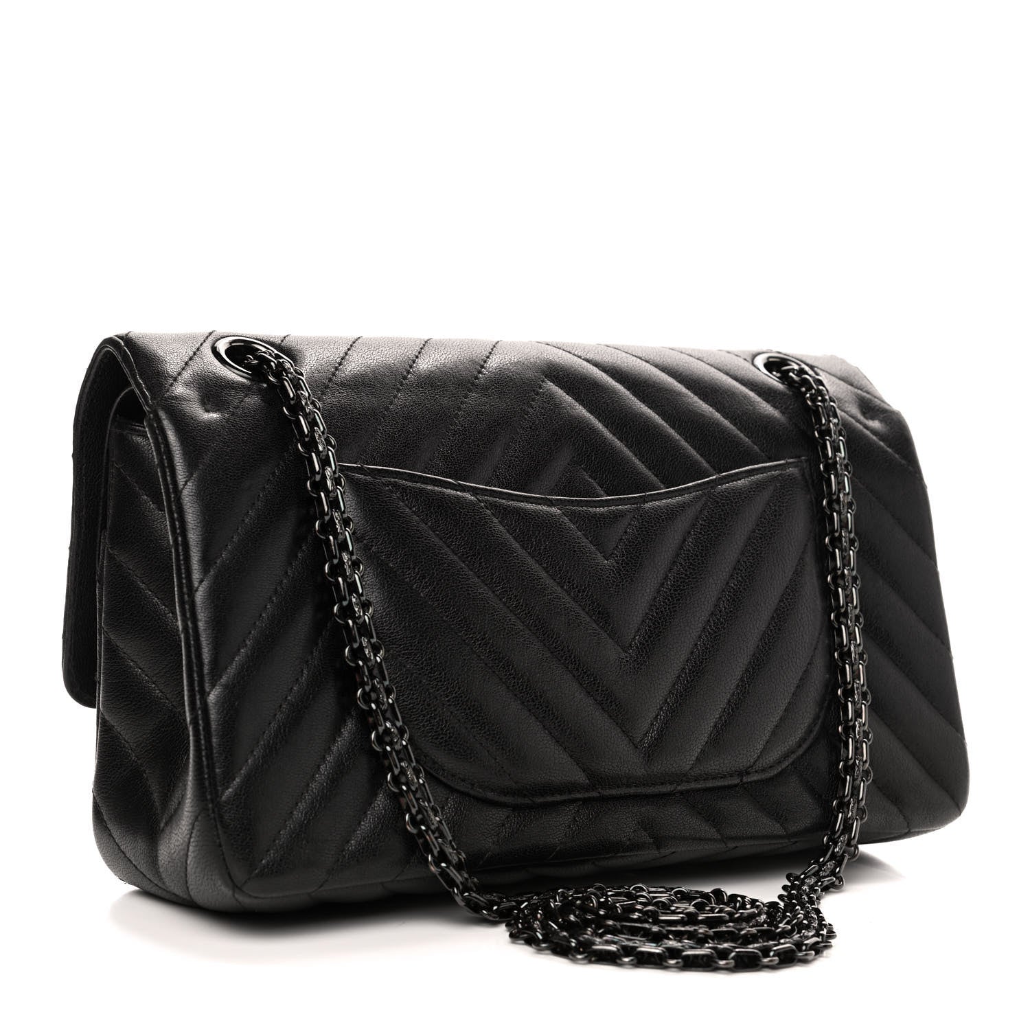 Chanel Sheepskin Chevron Quilted 2.55 Reissue 225 Double Flap So Black 2 of 4