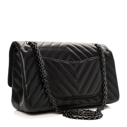 Chanel Sheepskin Chevron Quilted 2.55 Reissue 225 Double Flap So Black 2 of 4
