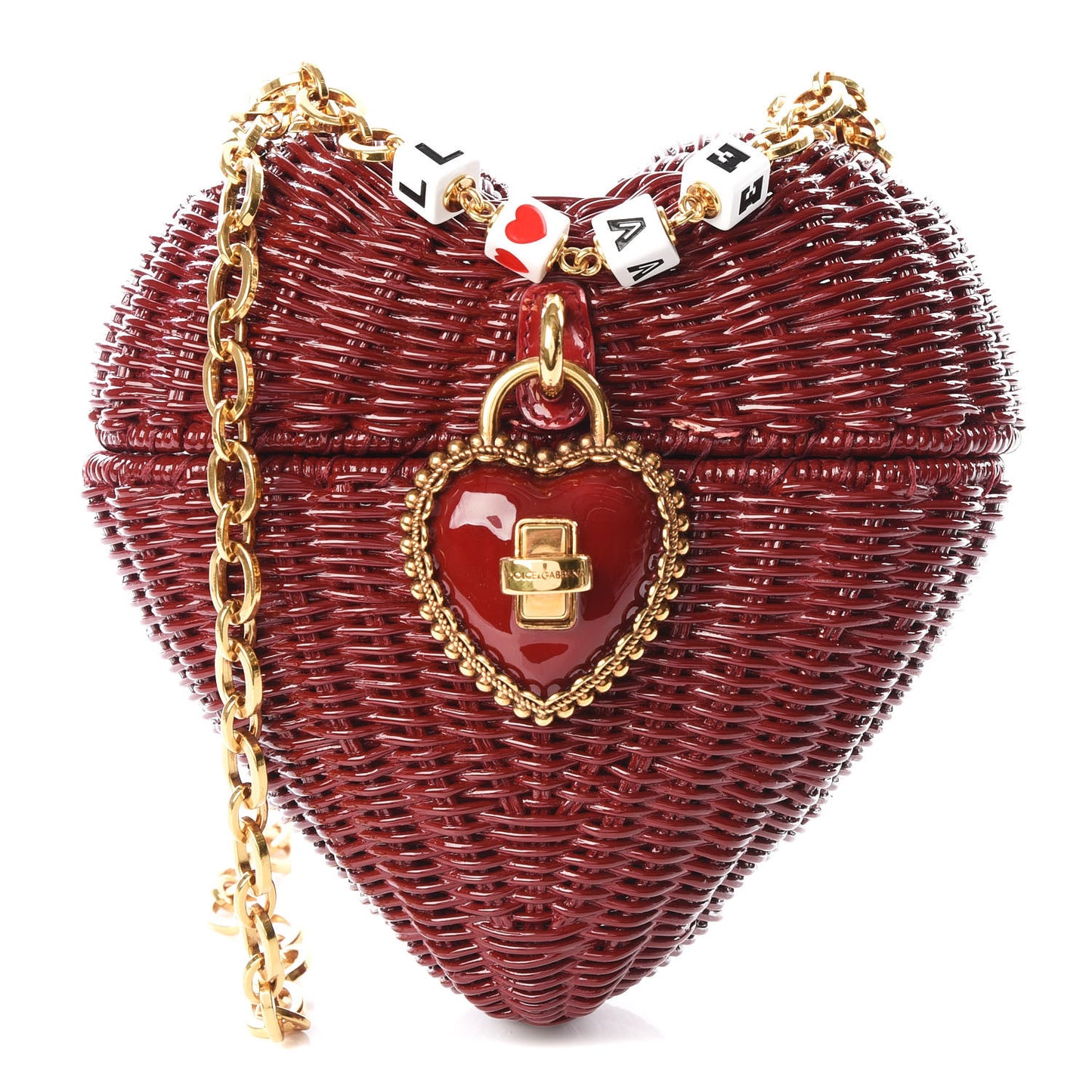 Painted Wicker Heart Box Rosso