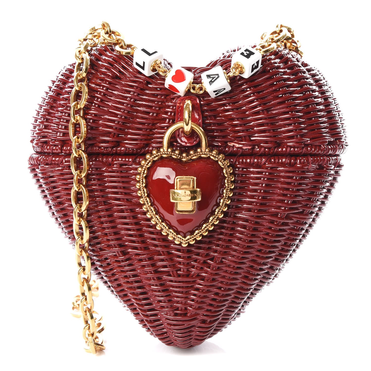 Dolce & Gabbana Painted Wicker Heart Box Rosso 1 of 9