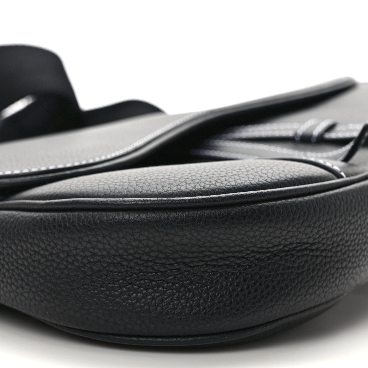 Christian Dior Grained Calfskin Mens Saddle Bag Black 7 of 8