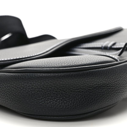 Christian Dior Grained Calfskin Mens Saddle Bag Black 7 of 8