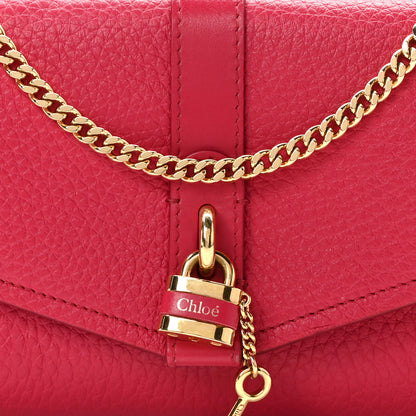 Chloe Shiny Grained Calfskin Aby Wallet on Chain Crimson Pink 7 of 11