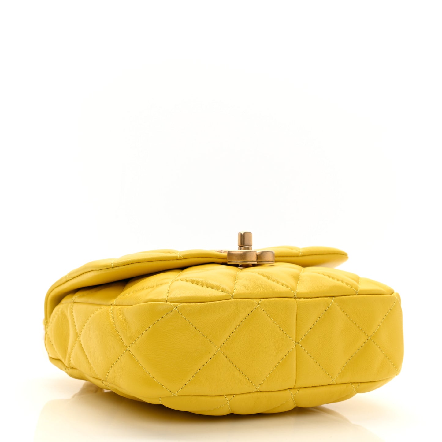 Lambskin Quilted Mini Lacquered Chain Flap Yellow