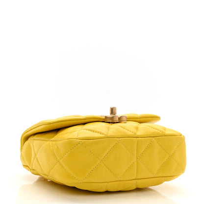 Chanel Lambskin Quilted Mini Lacquered Chain Flap Yellow 4 of 11