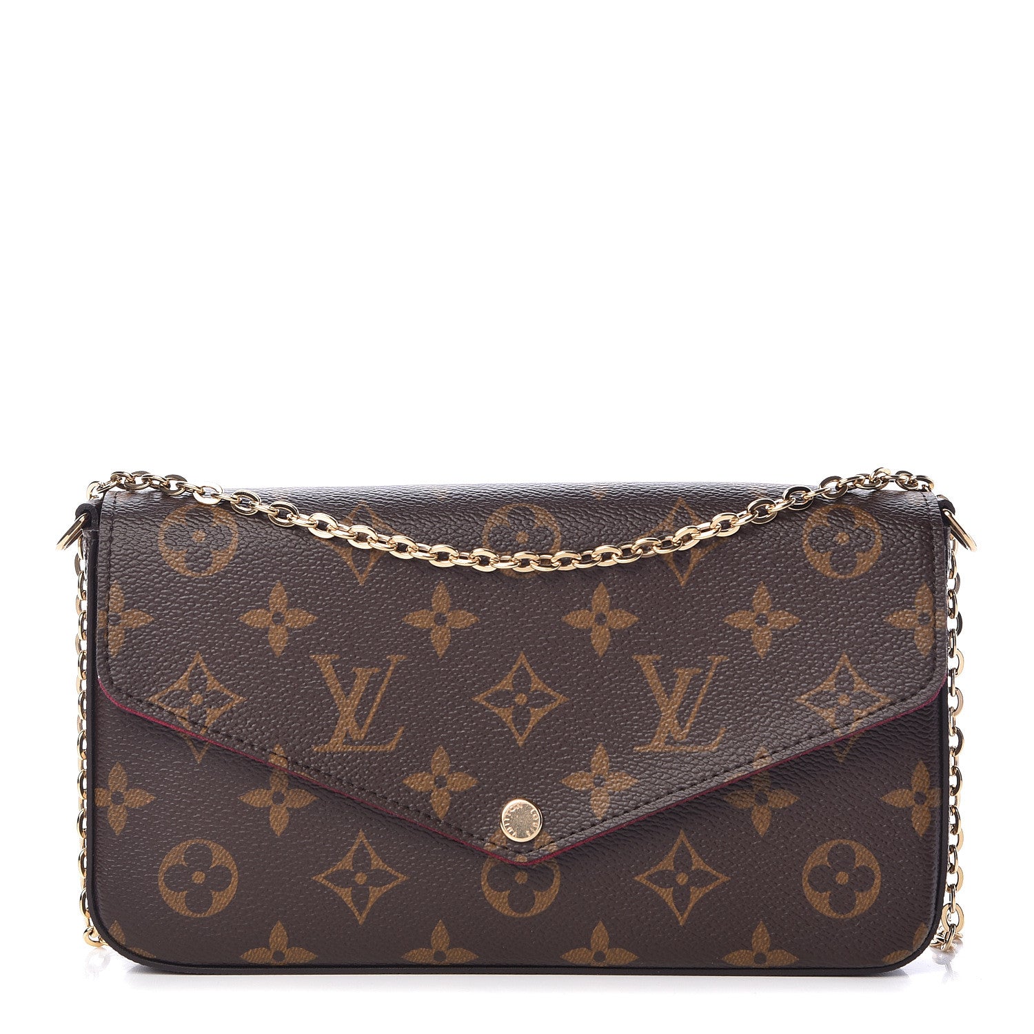Louis Vuitton Monogram Pochette Felicie Chain Wallet Fuchsia 1 of 12