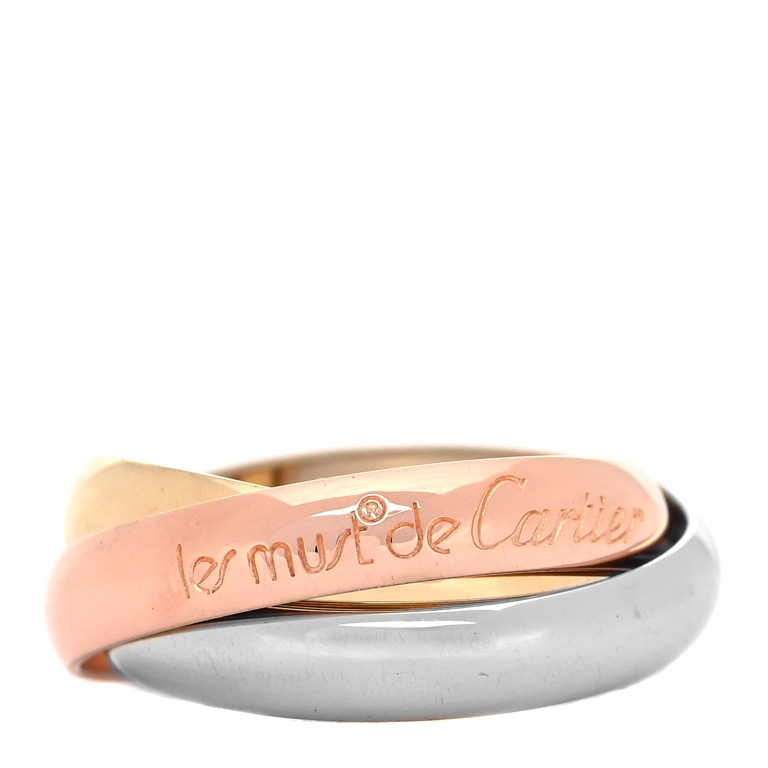 Cartier 18K Pink Yellow White Gold Classic Les Must De Cartier Trinity Ring 49 4.75 1 of 5