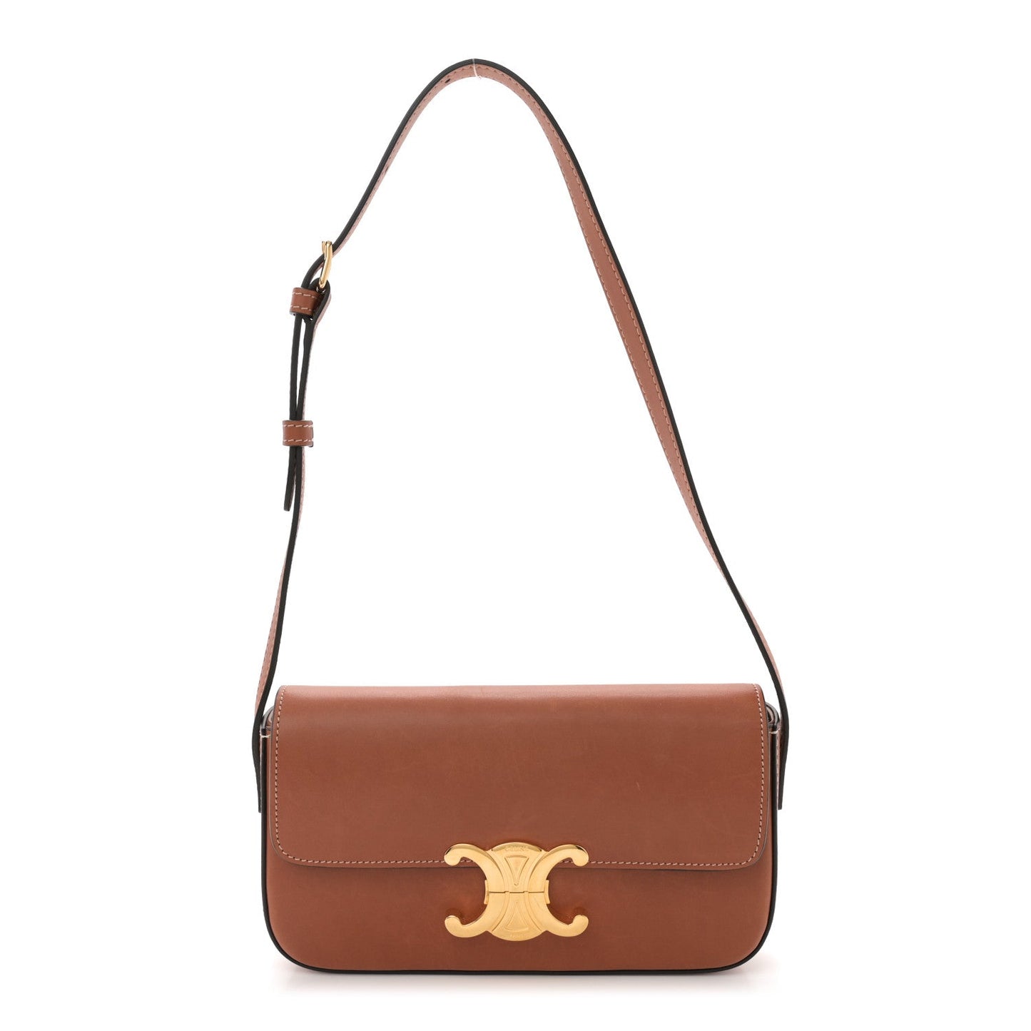Natural Calfskin Triomphe Shoulder Bag Tan