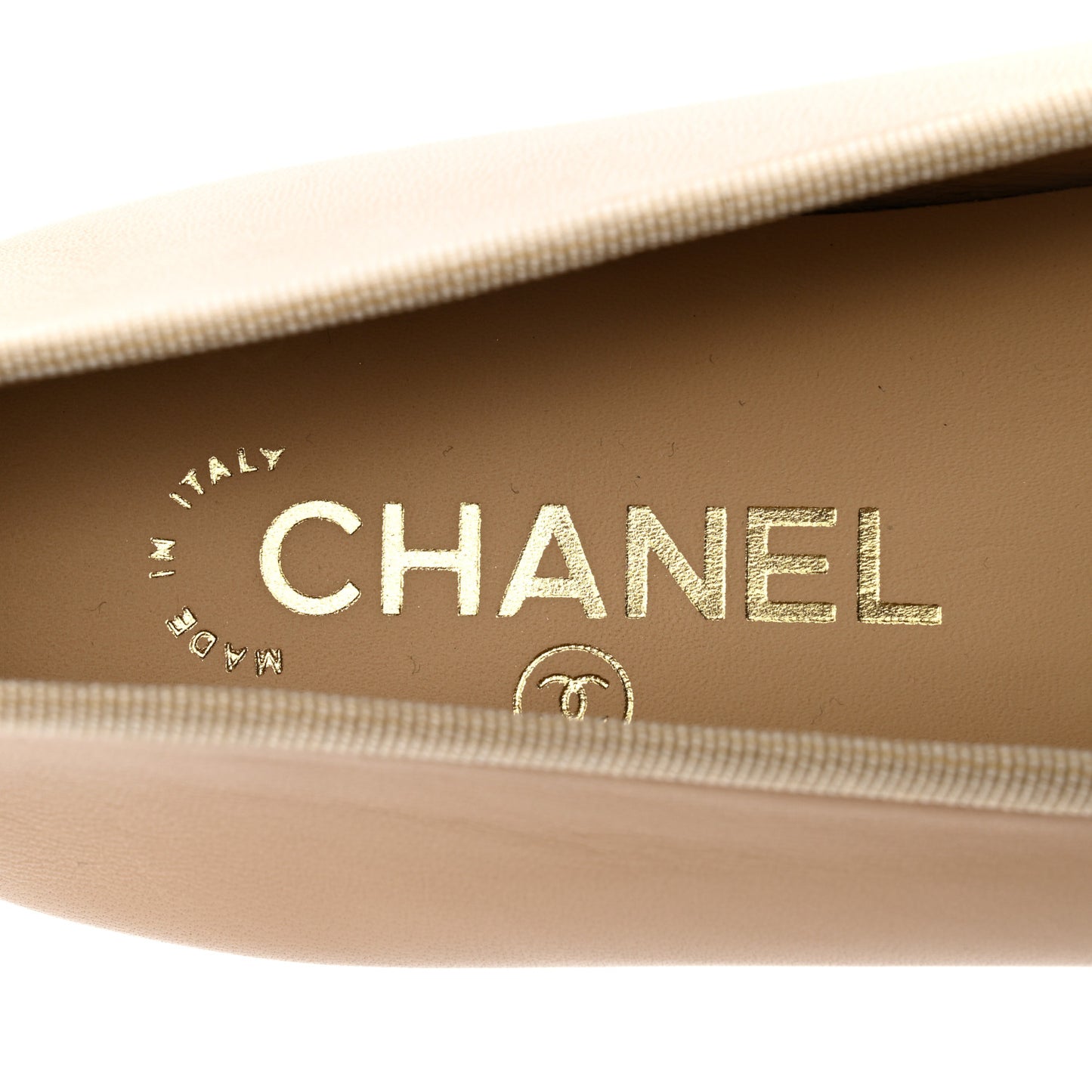 Lambskin Cap Toe CC Ballerina Flats 38 Beige Black