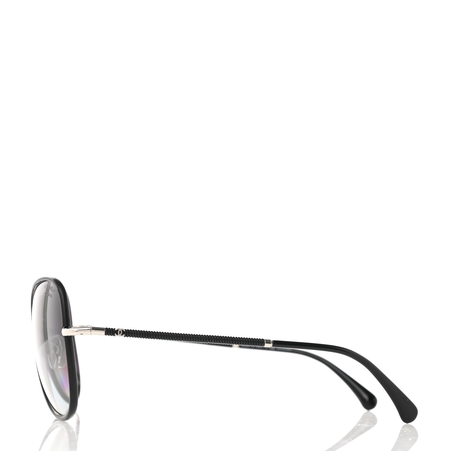 Chanel Metal Lambskin Polarized Pilot Fall Sunglasses 4227-Q Black 6 of 8