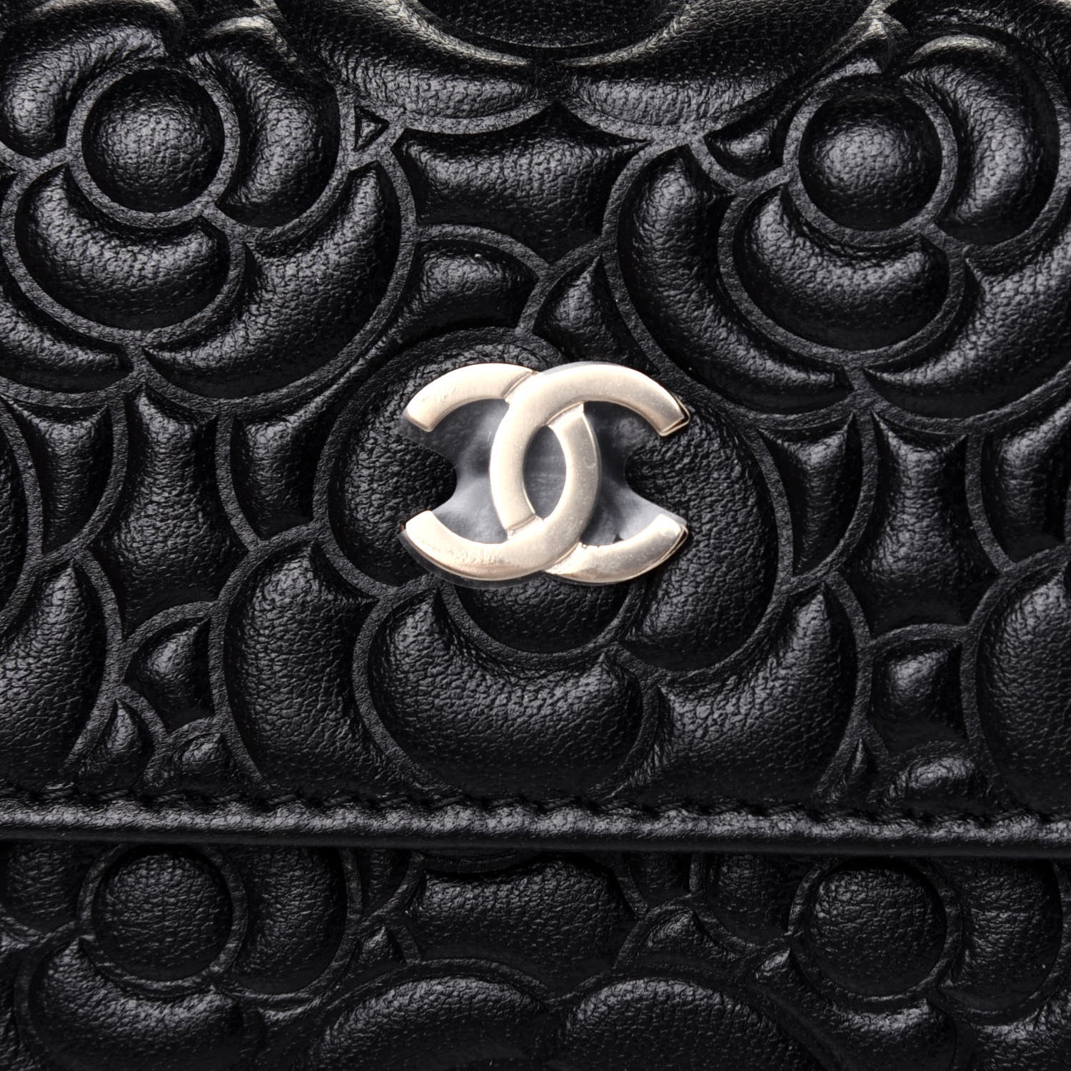 Chanel Lambskin Camellia Embossed Chain Belt Bag Black 11 of 14