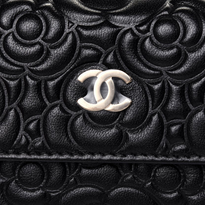 Chanel Lambskin Camellia Embossed Chain Belt Bag Black 11 of 14