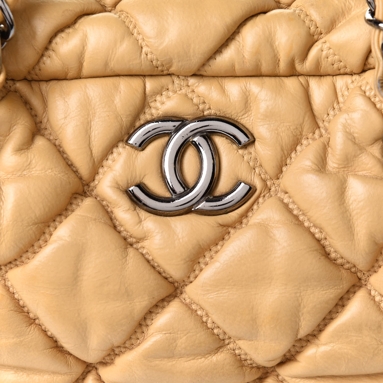Chanel Lambskin Bubble Quilt Bowler Beige 8 of 11