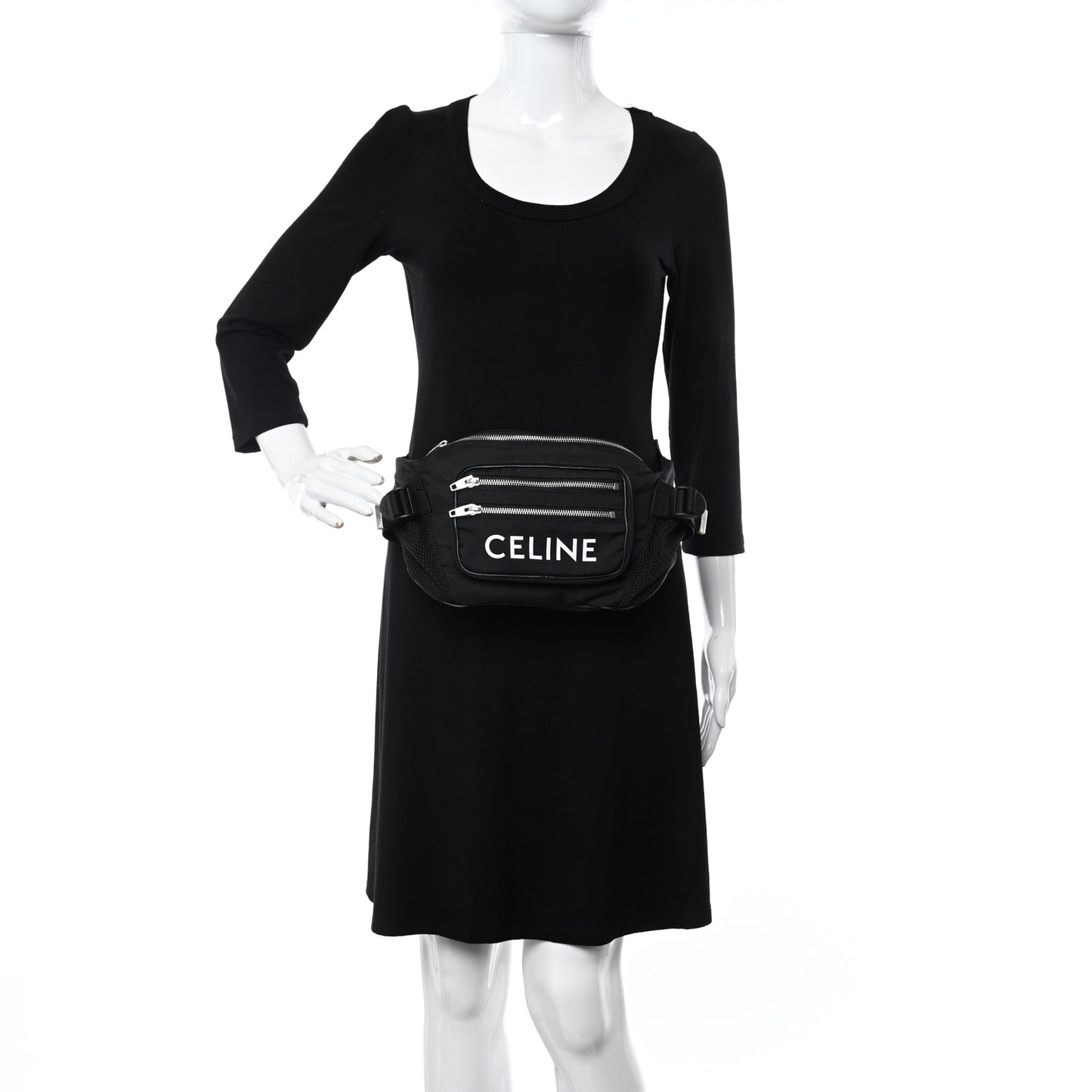 Cotton Gabardine Logo Print Trekking Belt Bag Black