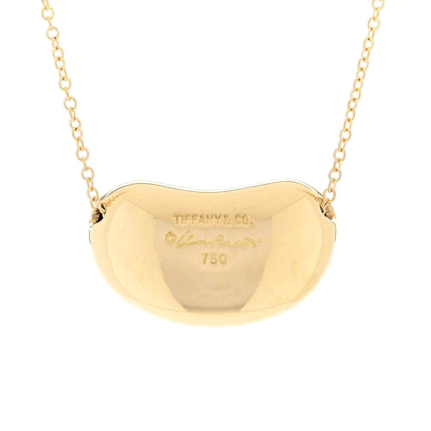 18K Yellow Gold 20mm Elsa Peretti Bean Pendant Necklace