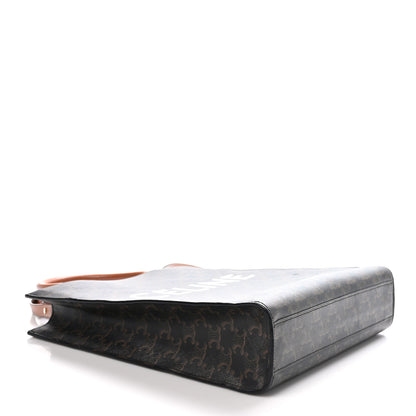 Celine Triomphe Canvas Calfskin Small Vertical Cabas Tan 4 of 10