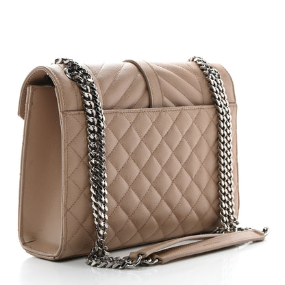 Saint Laurent Grain De Poudre Textured Mixed Matelasse Medium Triquilt Monogram Satchel Dark Beige 3 of 13