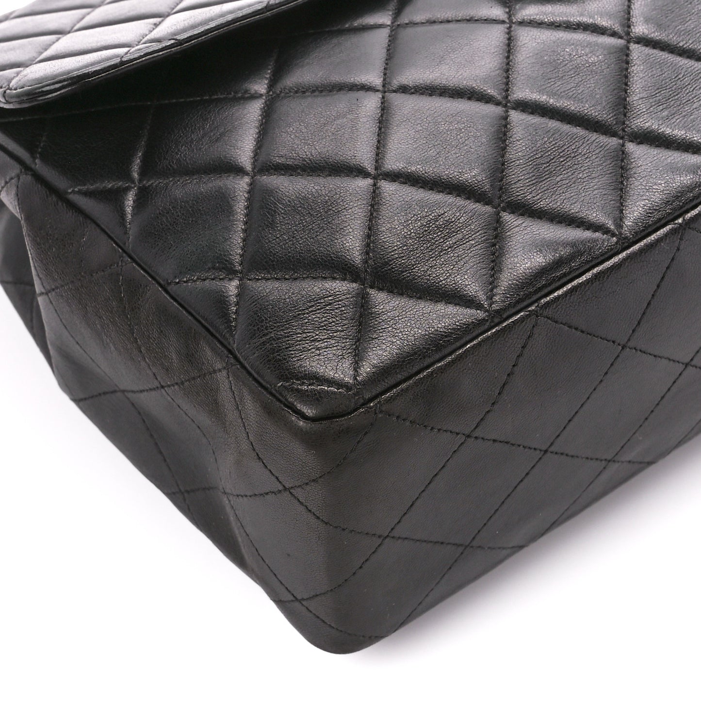 Lambskin Quilted Jumbo Single Flap Black