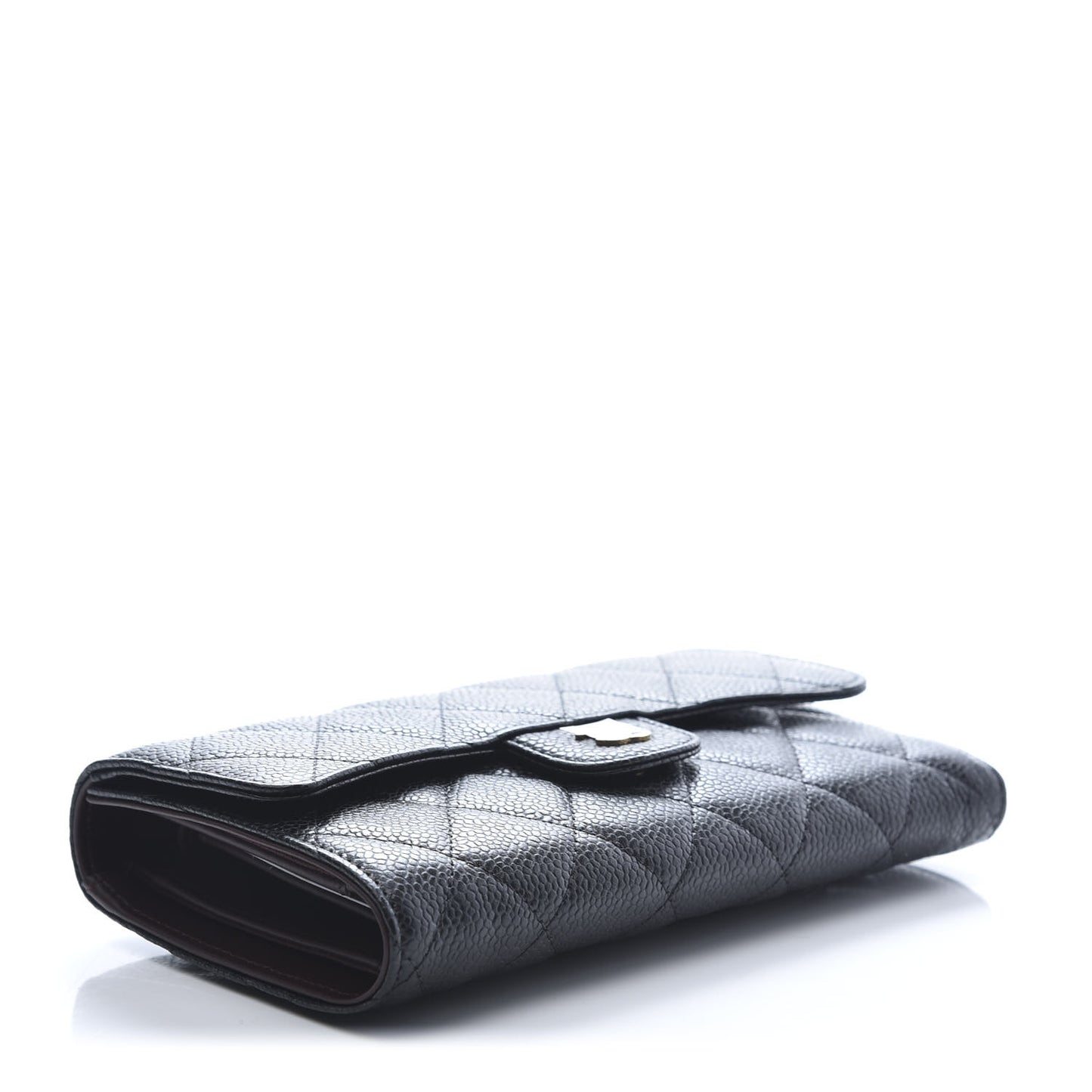 Caviar Quilted Large Flap Wallet Black