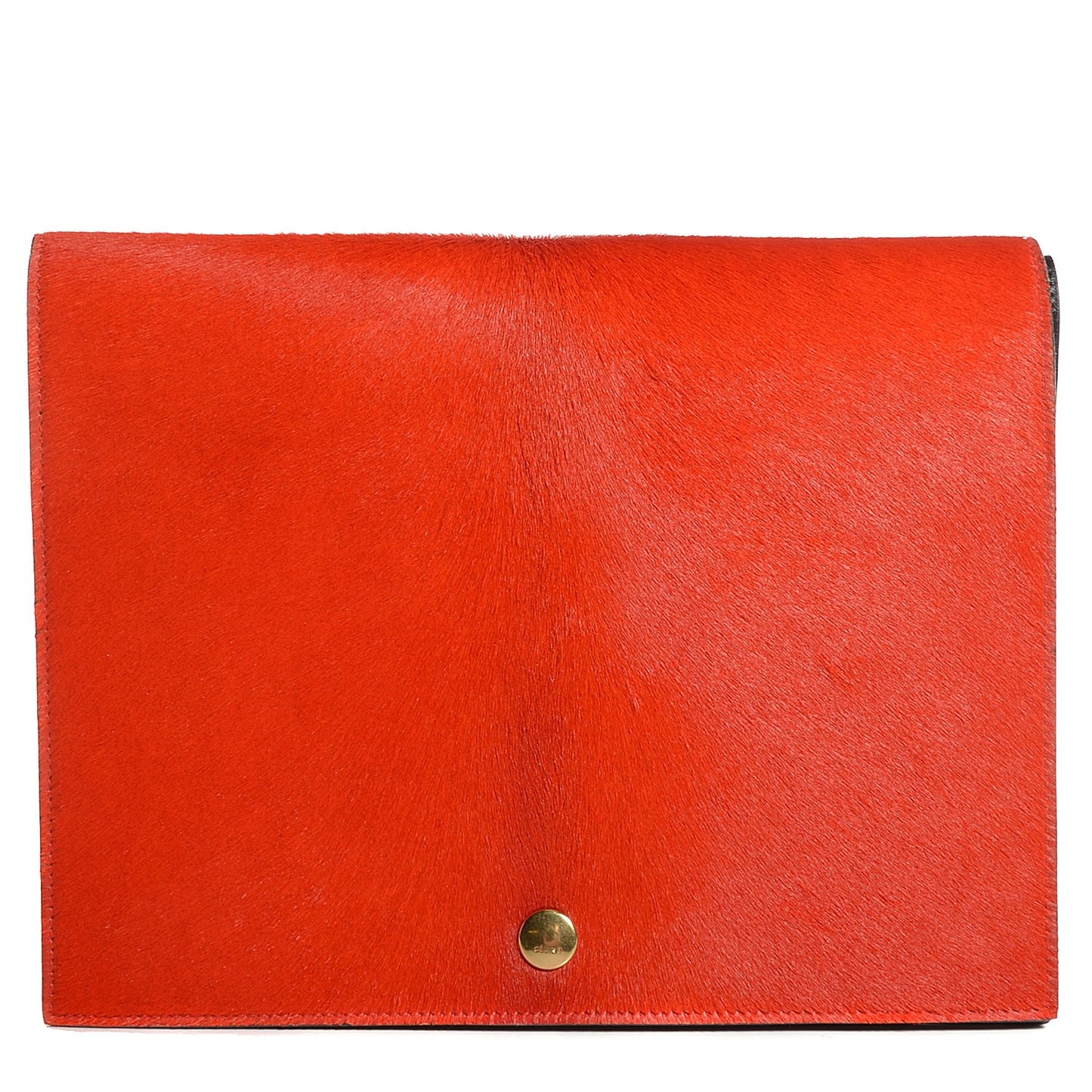 Calfskin Pony Hair Flap Clutch Vermillion