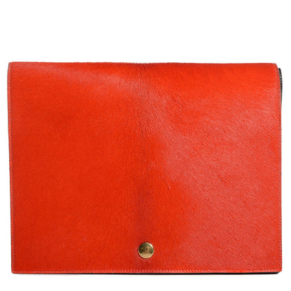 Celine Calfskin Pony Hair Flap Clutch Vermillion 1 of 8
