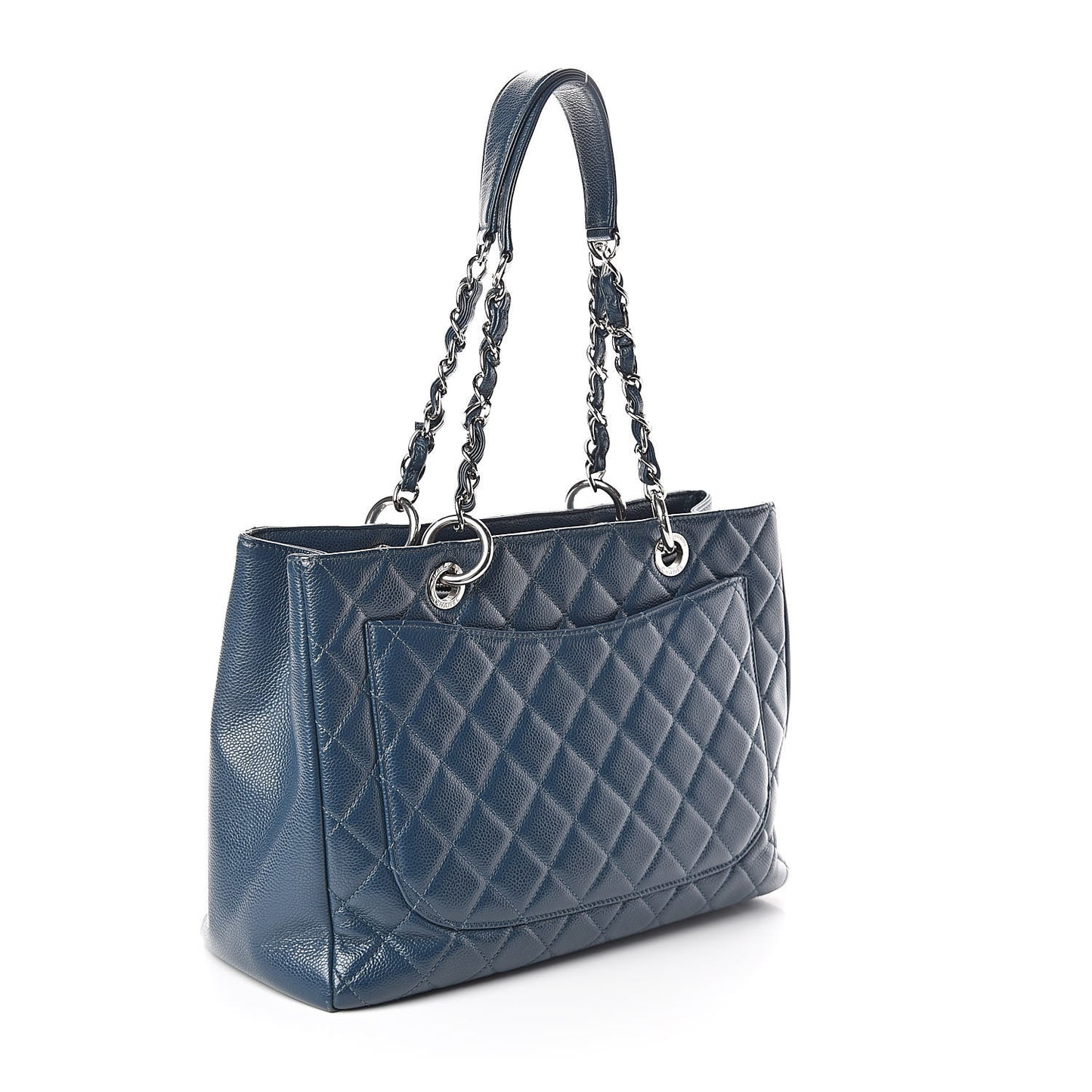 Caviar Quilted Grand Shopping Tote GST Dark Blue