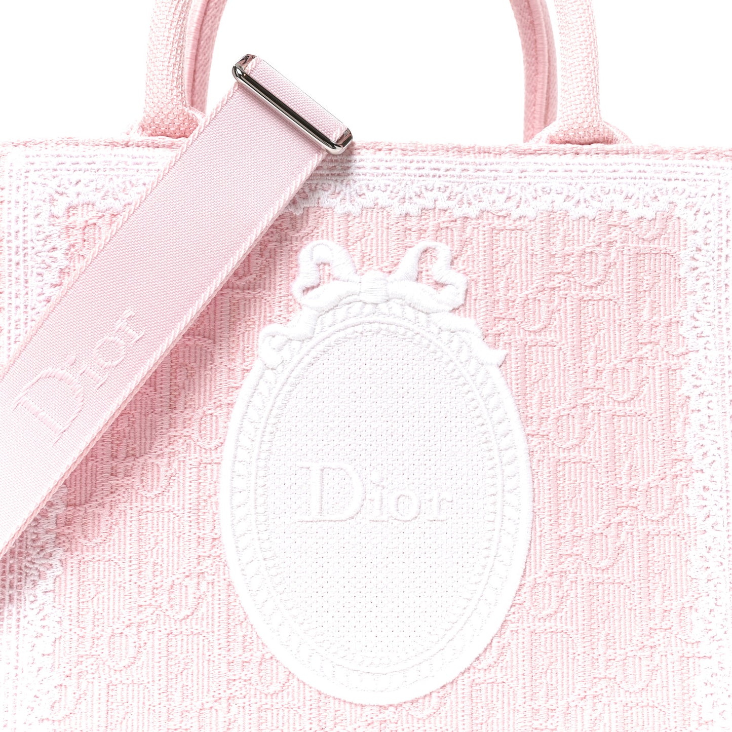 Cotton Toile De Jouy Oblique Embroidered Dior Medaillon Small Book Tote With Strap Soupir Pink White