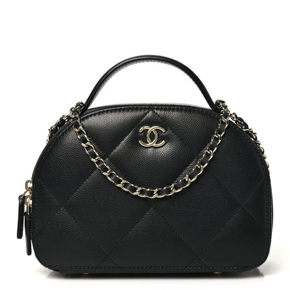 Chanel Grained Calfskin Quilted Top Handle Chain Clutch Black 1 of 11