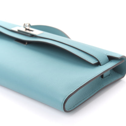 Hermes Swift Kelly Cut Clutch Pochette Bleu Paon 6 of 9