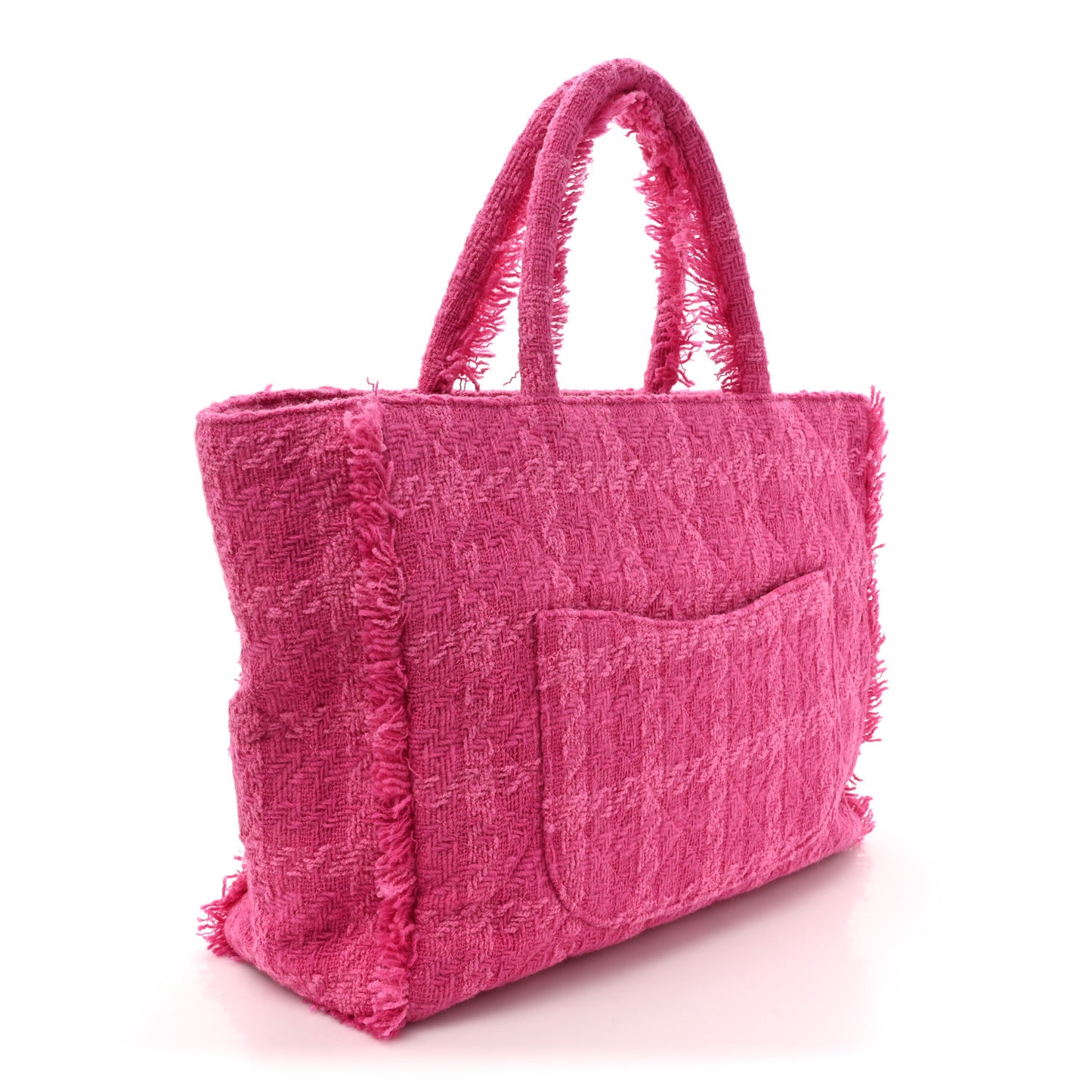 Wool Tweed Large Zipped Shopping Tote Pink
