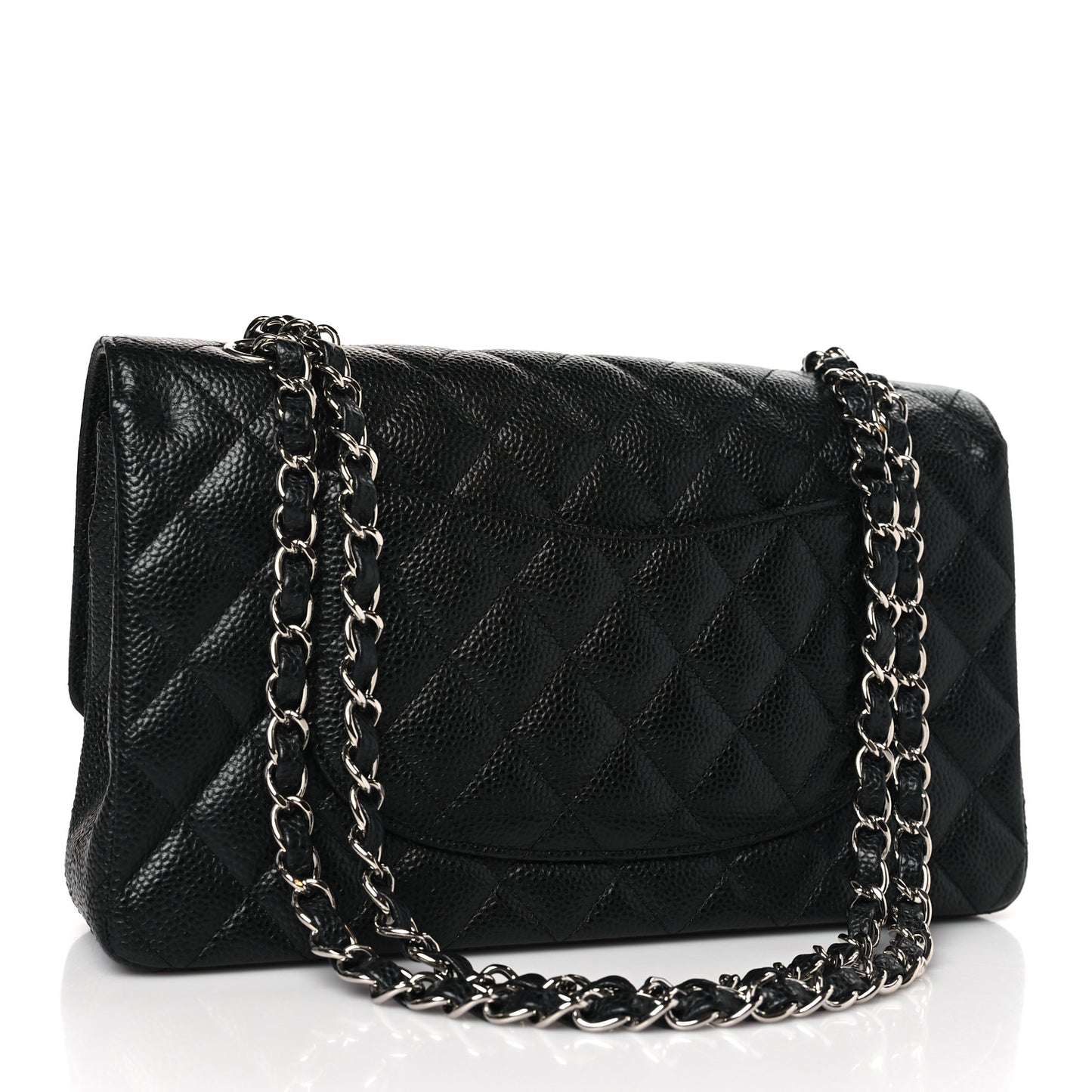 Caviar Quilted Medium Double Flap Black