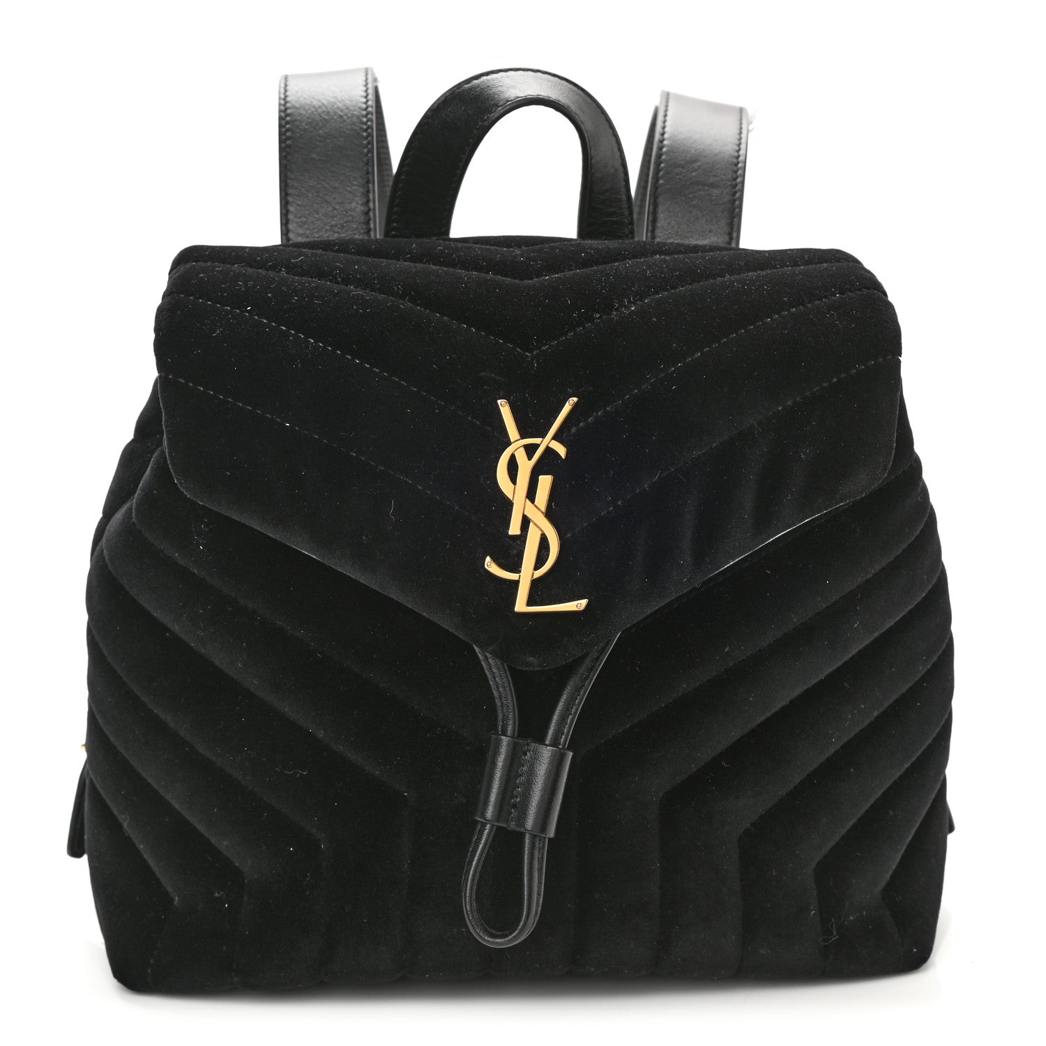 product image of SAINT LAURENT Velvet Y Quilted Monogram Small Loulou Backpack Black FASHIONPHILE