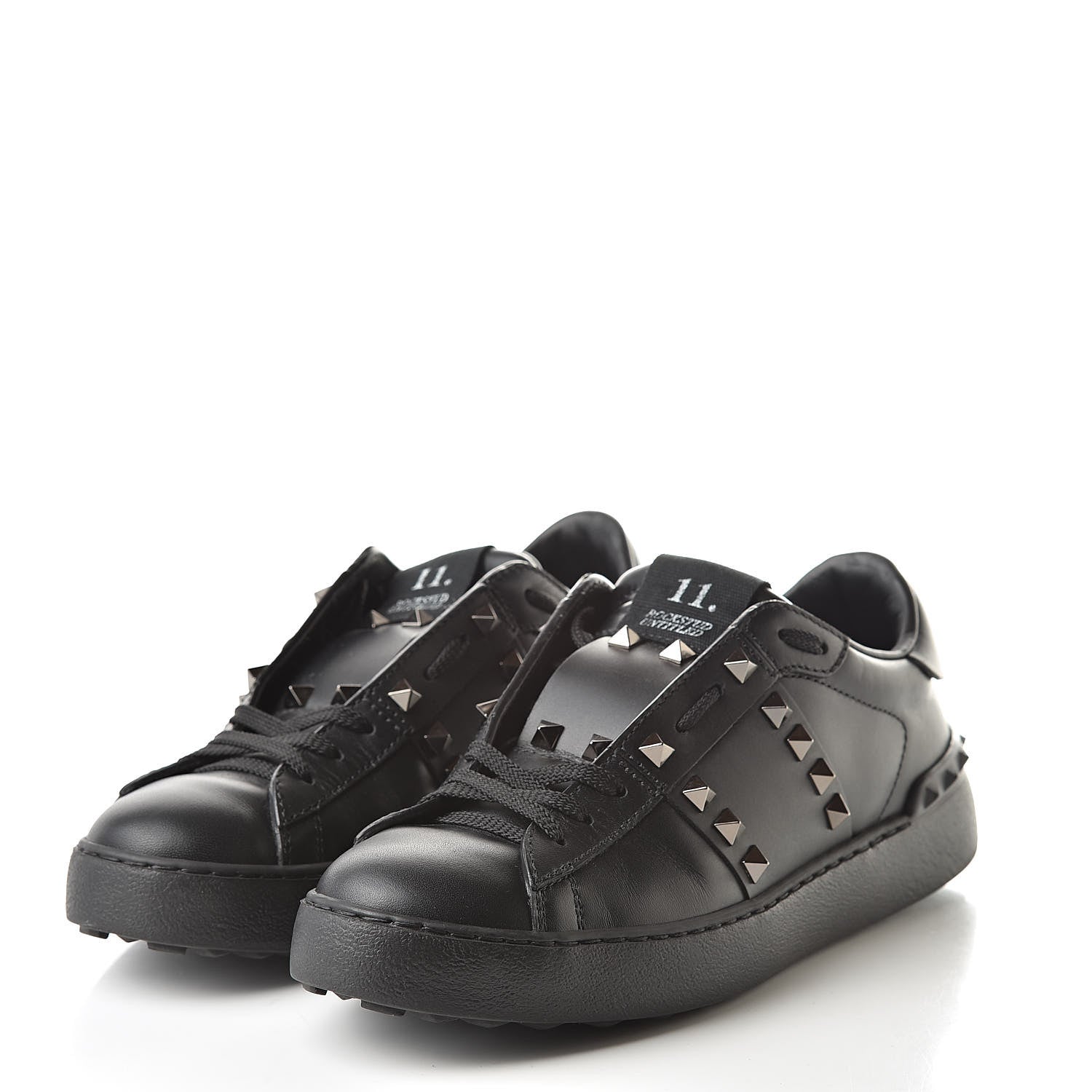 Valentino Garavani Calfskin Rockstud Untitled Open Sneakers 37 Black 3 of 8