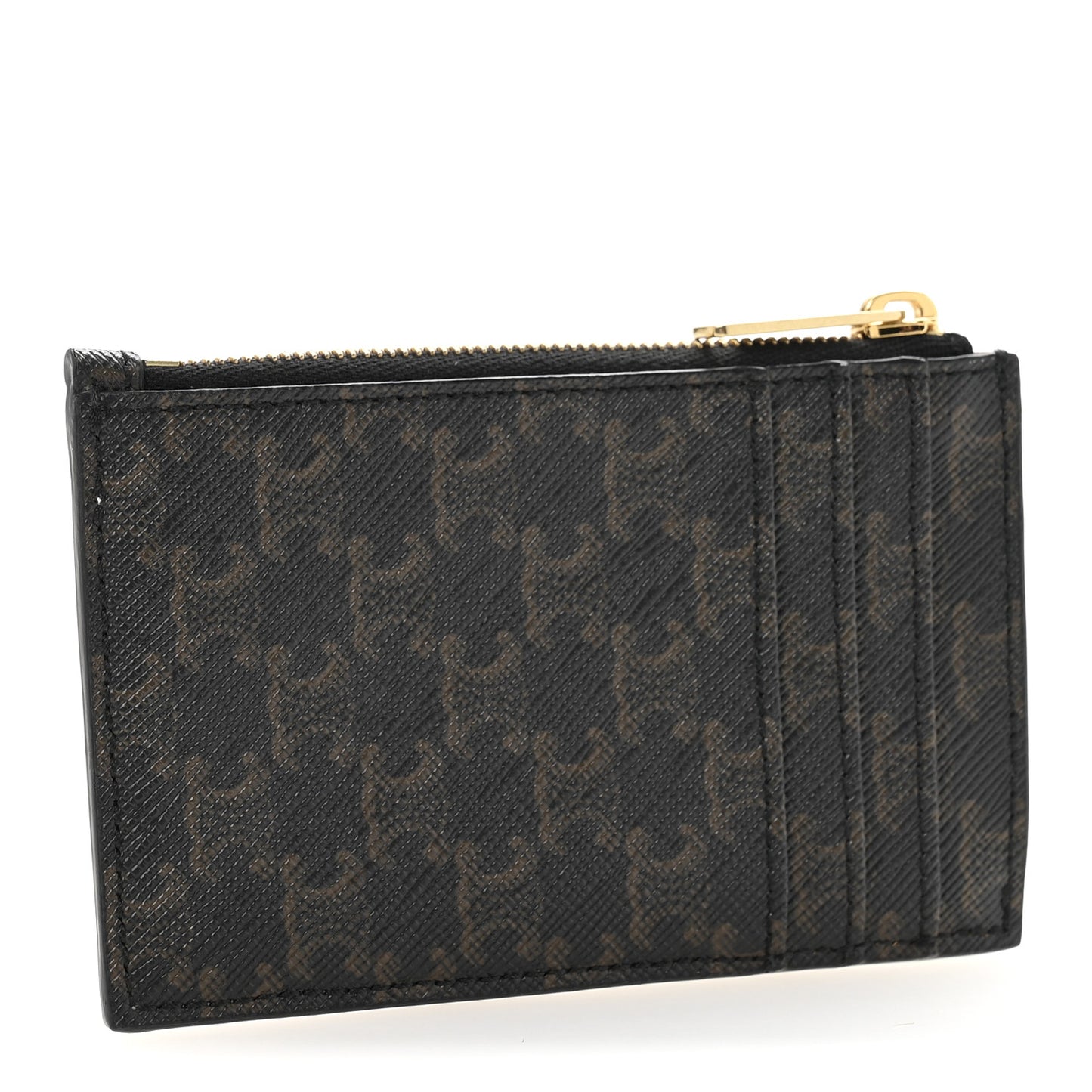 Triomphe Canvas Zipped Card Holder Tan