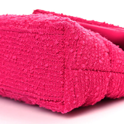 Saint Laurent Boucle Tweed Quilted Toy Loulou Puffer Monogram Chain Satchel Magenta 10 of 12