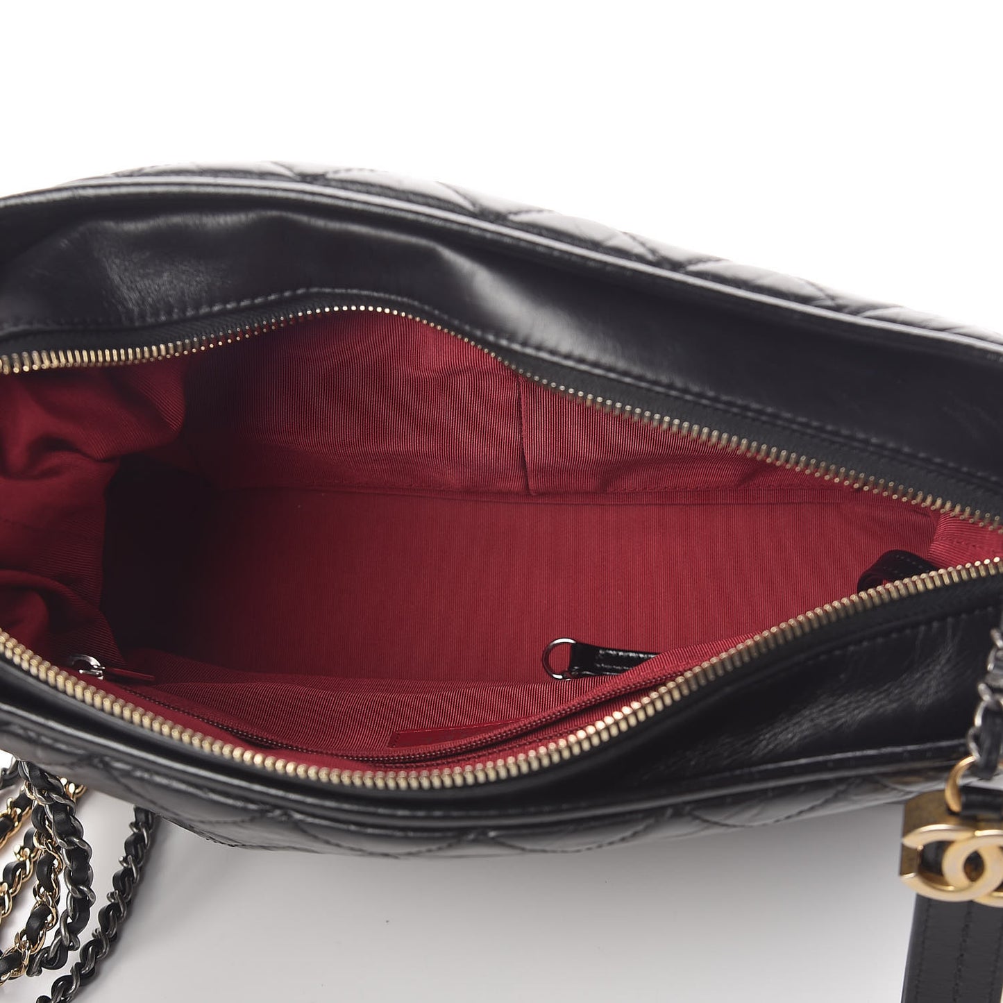 Aged Calfskin Quilted Medium Gabrielle Hobo Black