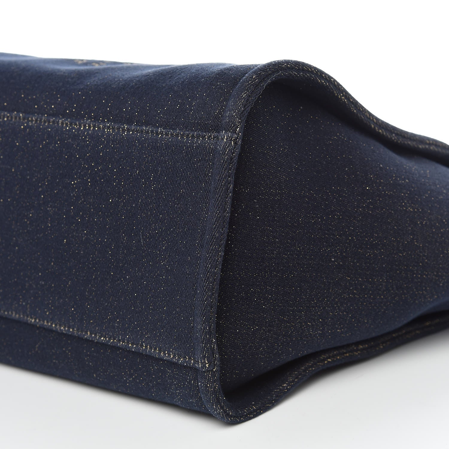 Chanel Lurex Canvas Medium Deauville Tote Navy Blue Gold 11 of 12