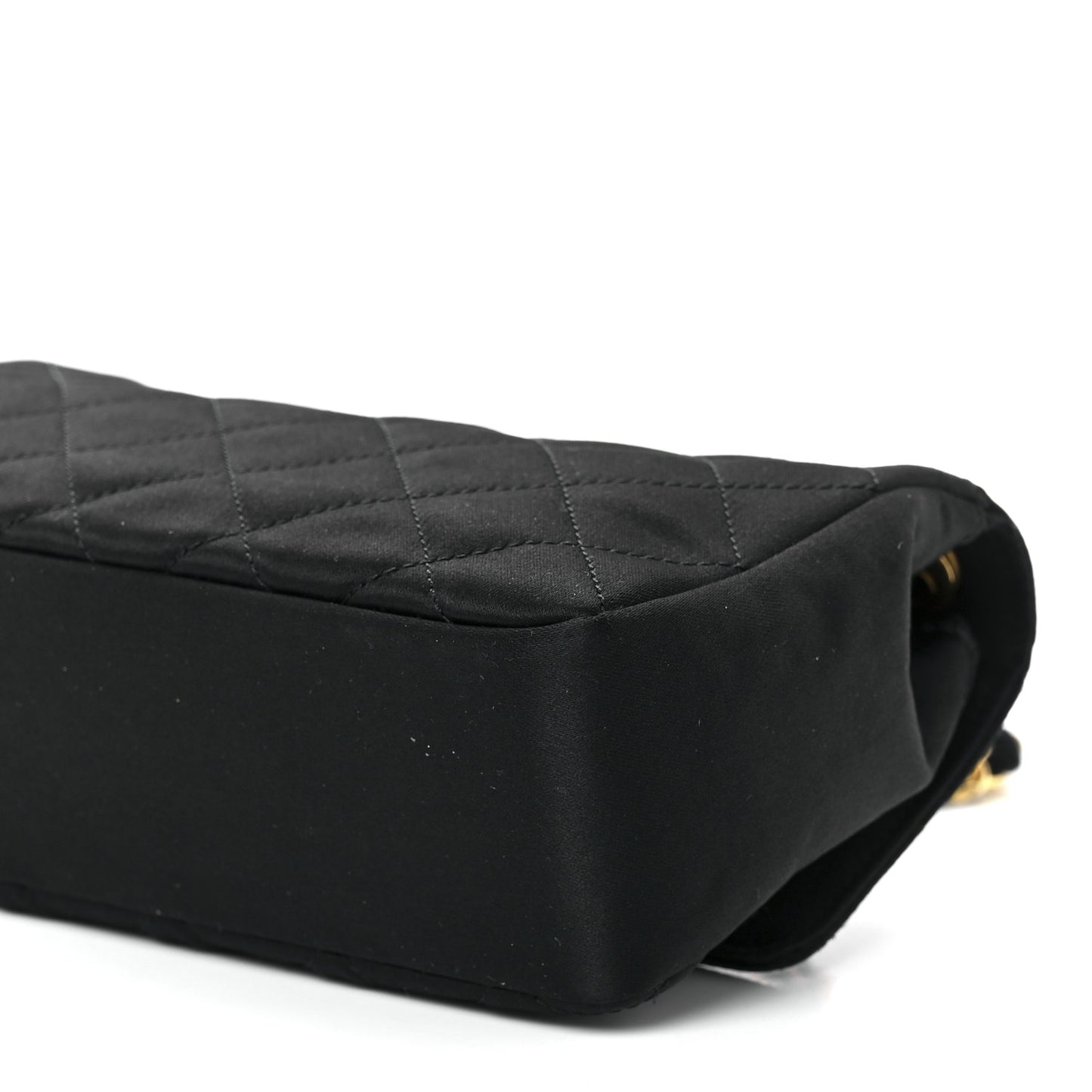 Satin Quilted Flap Black